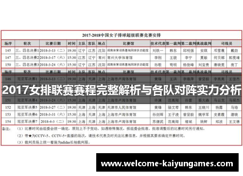 2017女排联赛赛程完整解析与各队对阵实力分析