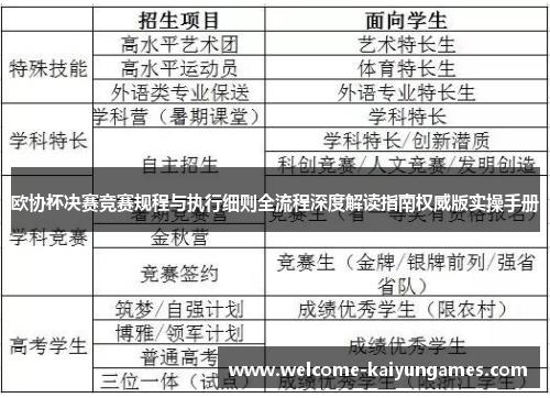 欧协杯决赛竞赛规程与执行细则全流程深度解读指南权威版实操手册
